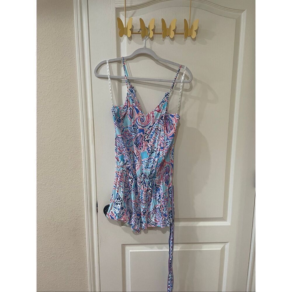 Lilly Pulitzer Dusk Shell Me About It Tie Waist Romper XS $158